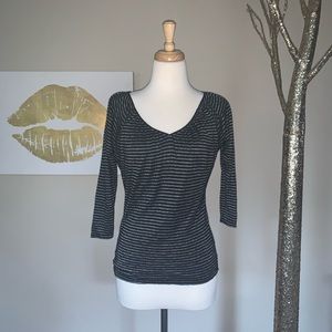 WHBM Dolman Black and Silver 3/4 Sleeve Top XXS